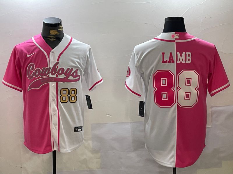 Men Dallas Cowboys #88 Lamb white pink Joint Name 2024 Nike Limited NFL Jersey style 2